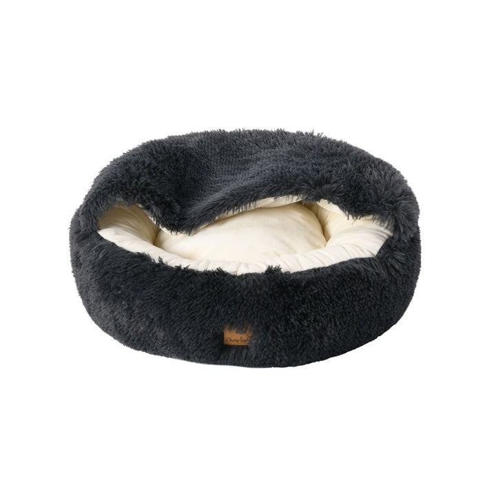 Snoodie Faux Fur Pet Cave with Removable Cover Charcoal Charlie's Pet Products