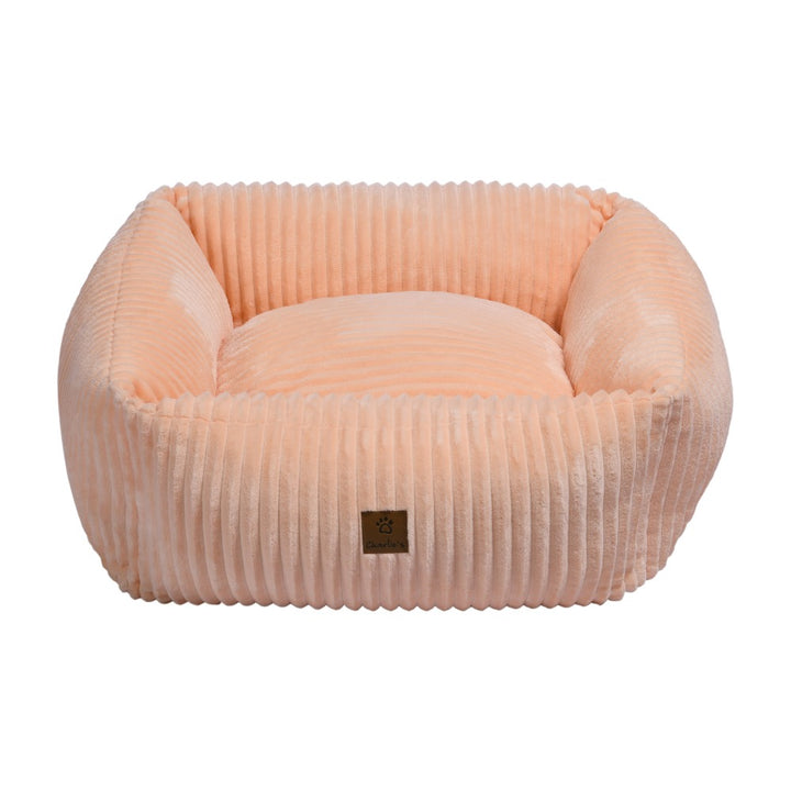 Ascher Plush Corduroy Square Pet Nest Bed - Soft Beige Charlie's Pet Products
