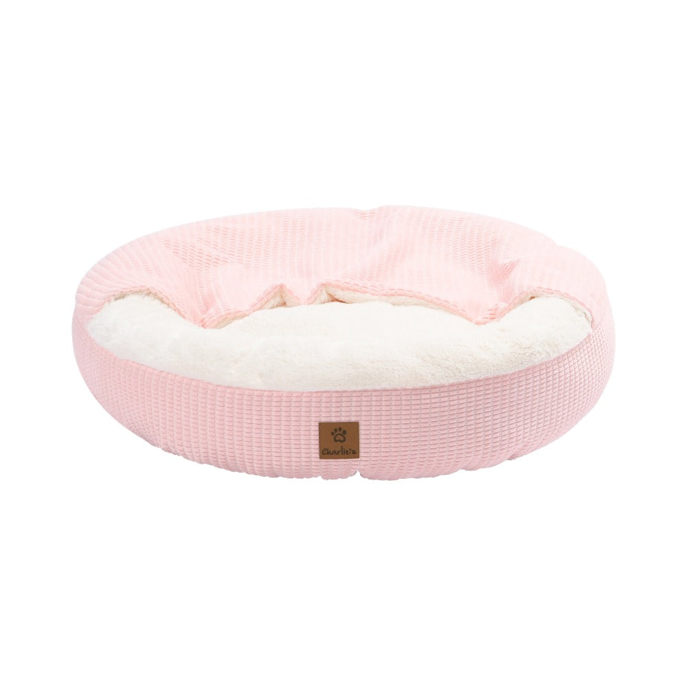 Snookie Hooded Pet Bed in Corncob - Pink Charlie's Pet Products