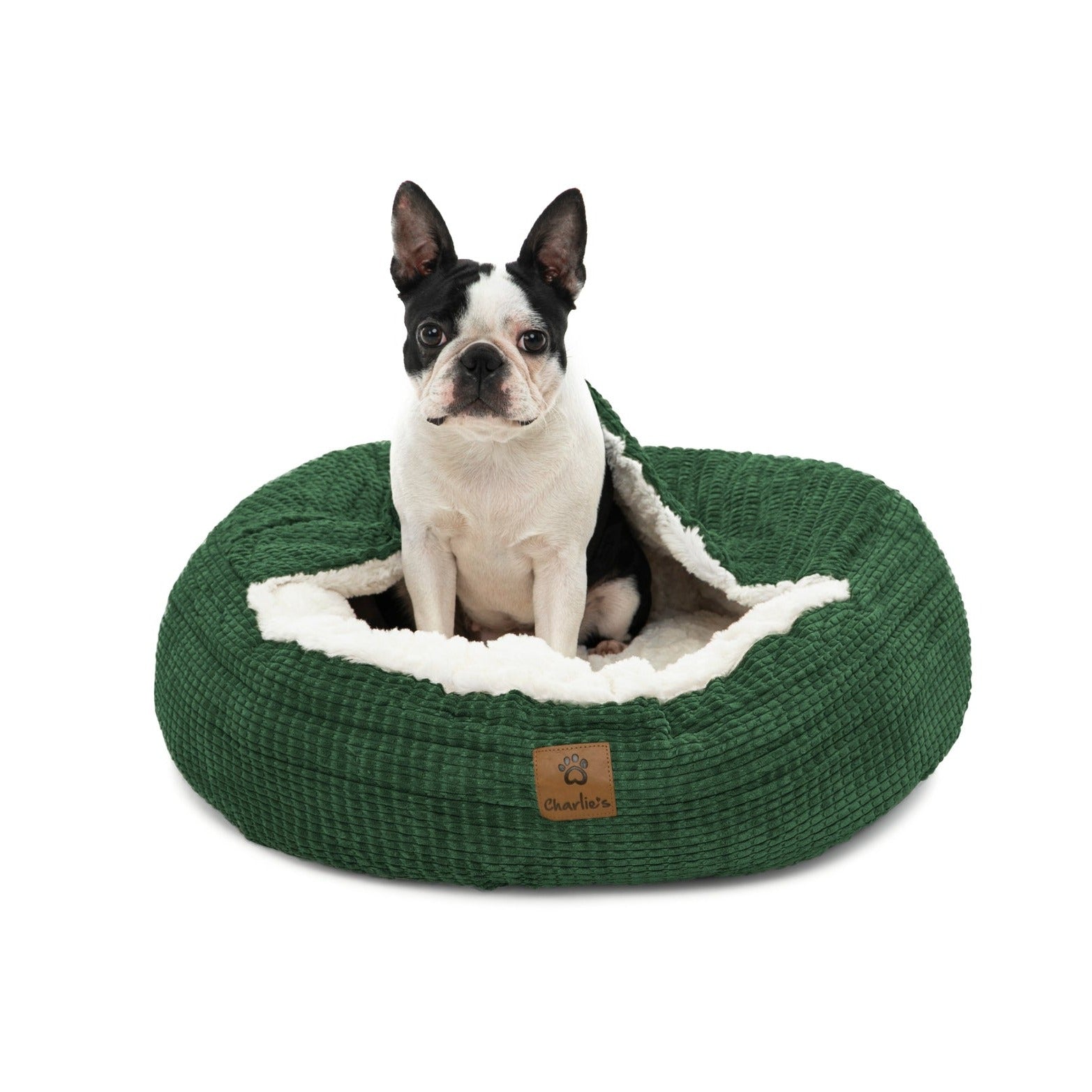 Snookie Hooded Pet Bed in Corncob Eden Green