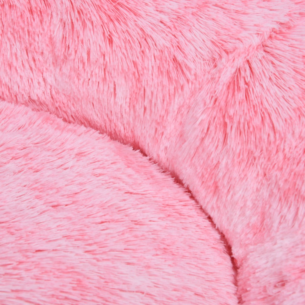 Shaggy Faux Fur Donut Calming Pet Nest Bed - Ombre Pink Charlie's Pet Products