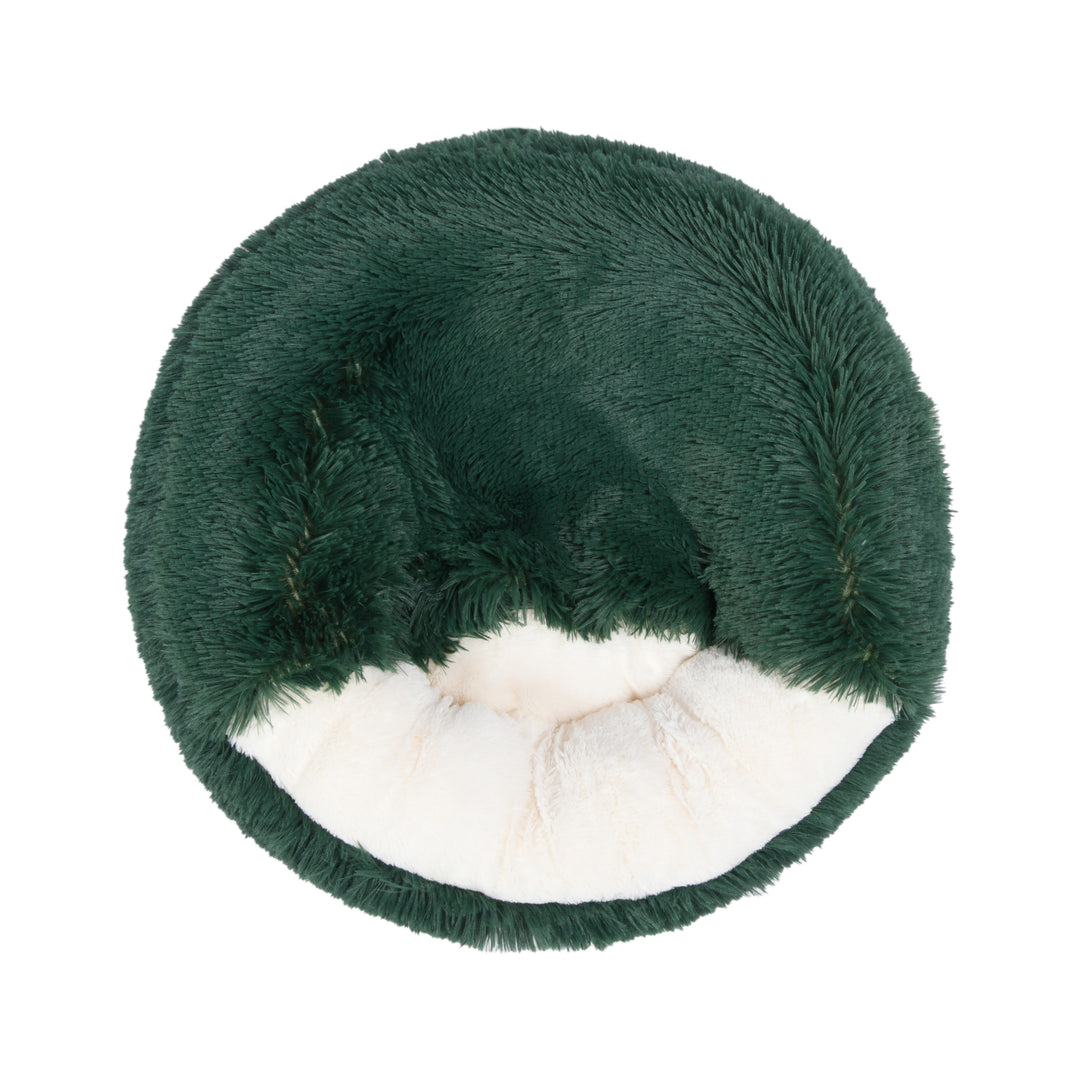Snookie Hooded Pet Bed in Faux Fur - Eden Green Charlie's Pet Products