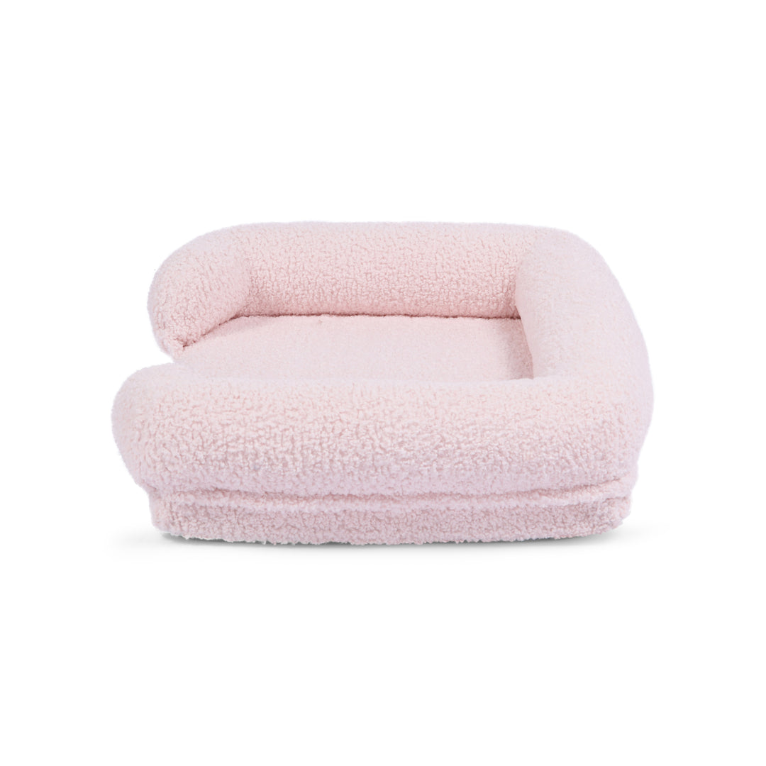 Teddy Fleece Memory Foam Sofa Pet Bed with Bolster - Pink Charlie's Pet Products