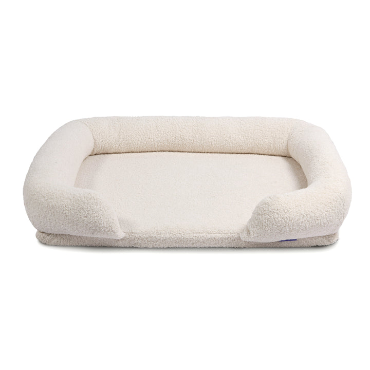 Teddy Fleece Memory Foam Sofa Pet Bed with Bolster - Cream Charlie's Pet Products