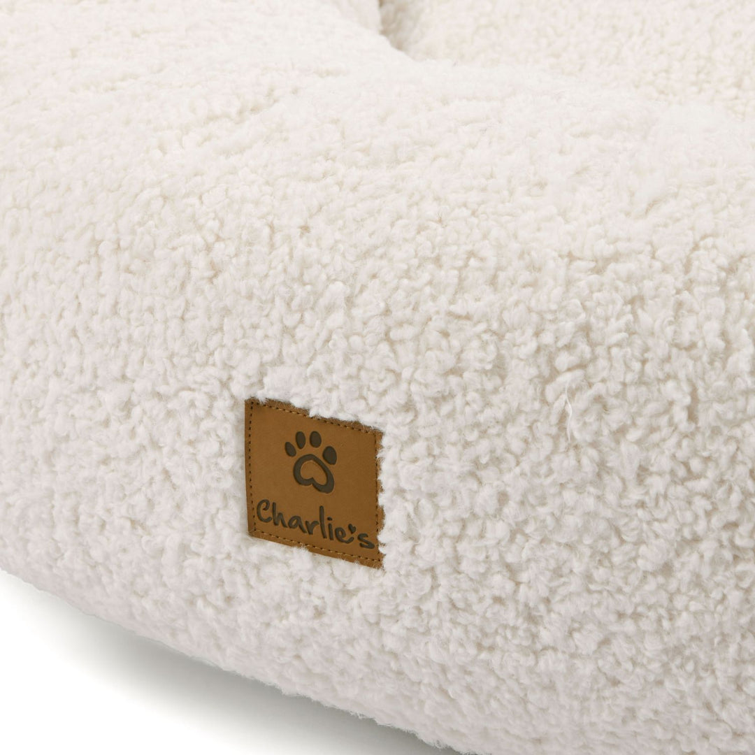 Teddy Fleece Round Donut Pet Bed - Cream Charlie's Pet Products