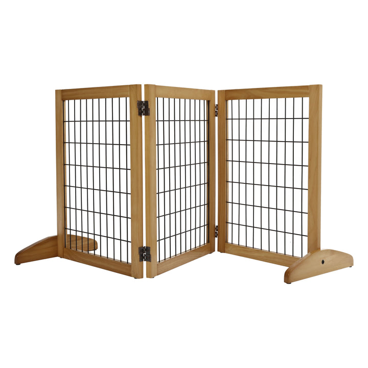 Nature Freestanding Wood/Metal Pet Gate Natural Pinewood Charlie's Pet Products