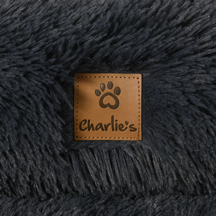 Shaggy Faux Fur Memory Foam Sofa Bed - Charcoal Charlie's Pet Products