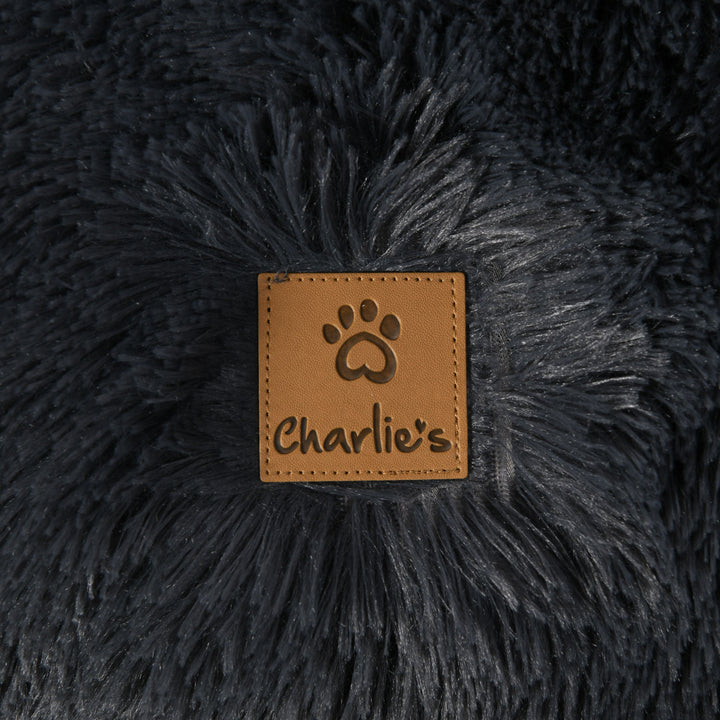 Shaggy Faux Fur Round Padded Lounge Mat - Charcoal Charlie's Pet Products